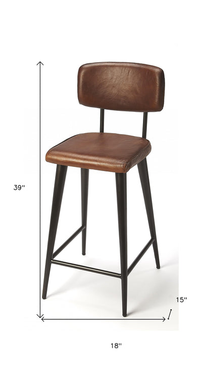 28’ Brown And Black Iron Bar Chair - Bar Chairs