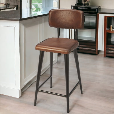 28’ Brown And Black Iron Bar Chair - Bar Chairs