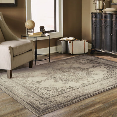 2’X3’ Ivory And Gray Pale Medallion Scatter Rug - 10’ x 13’ - Area Rugs