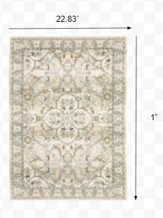 2’X8’ Beige And Ivory Medallion Runner Rug - 2’x3’ - Area Rugs