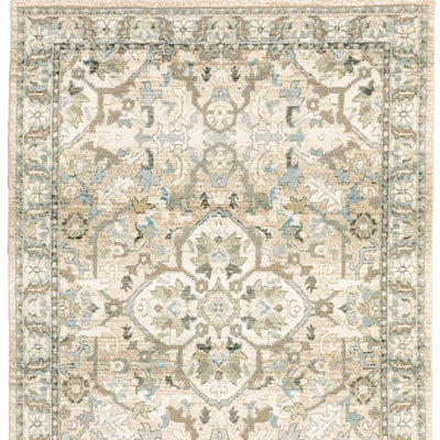 2’X8’ Beige And Ivory Medallion Runner Rug - 4’x6’ - Area Rugs