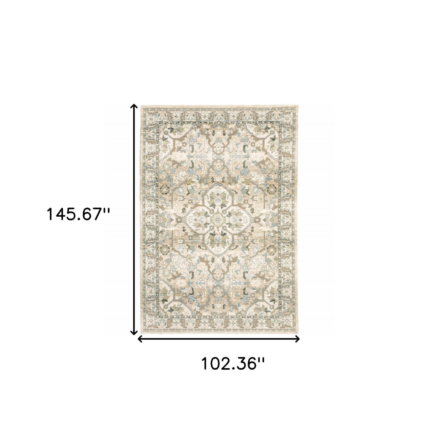 2’X8’ Beige And Ivory Medallion Runner Rug - Area Rugs