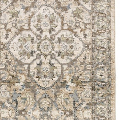 2’X8’ Beige And Ivory Medallion Runner Rug - Area Rugs