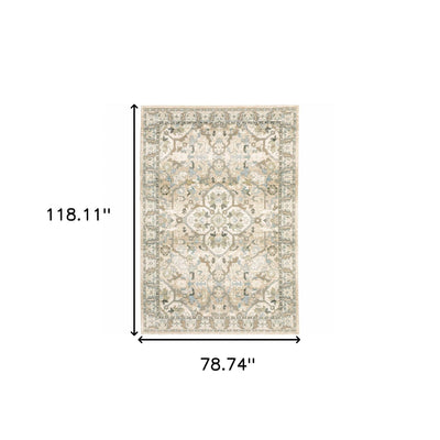 2’X8’ Beige And Ivory Medallion Runner Rug - Area Rugs