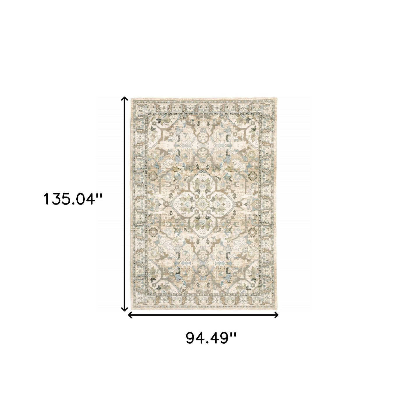 2’X8’ Beige And Ivory Medallion Runner Rug - Area Rugs