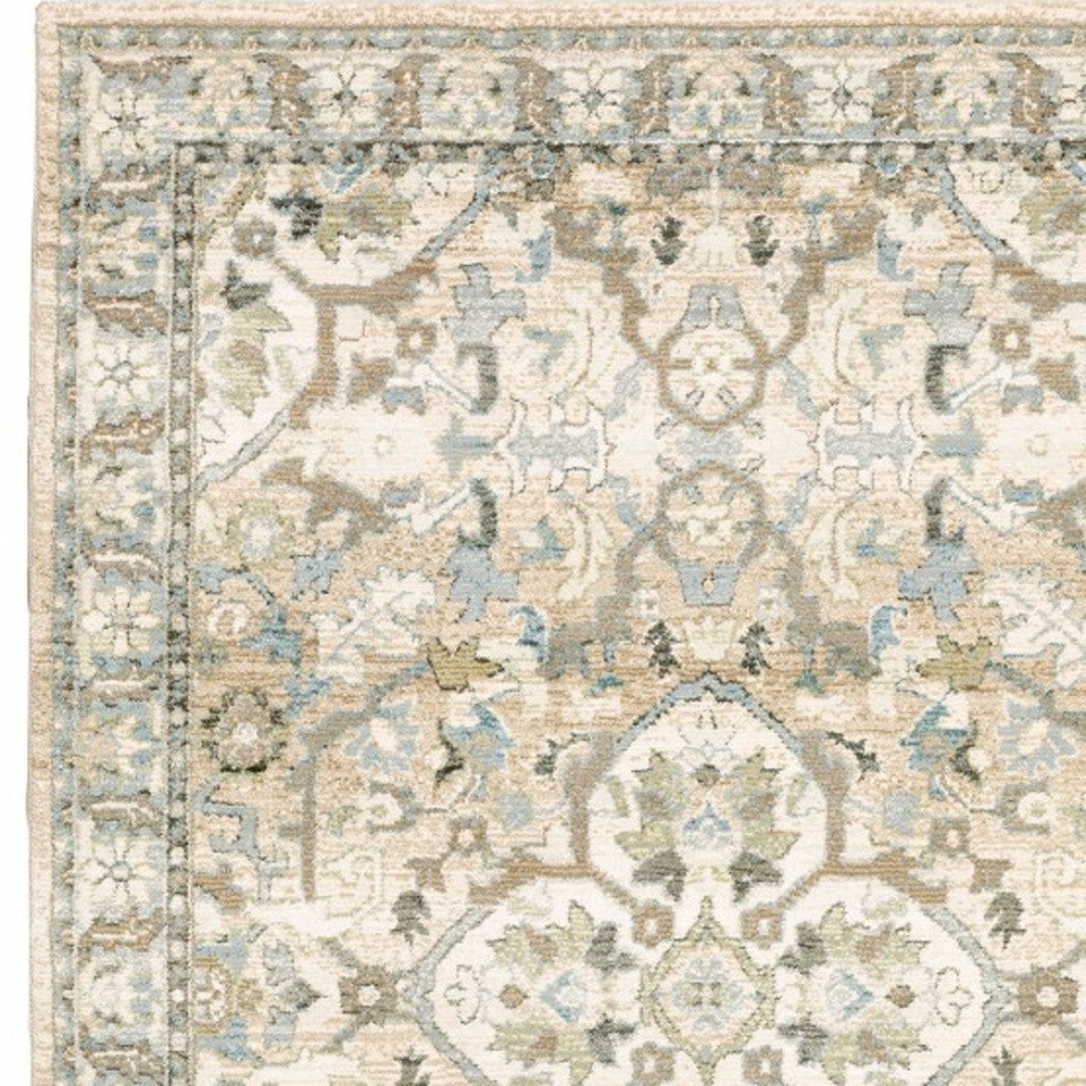 2’X8’ Beige And Ivory Medallion Runner Rug - Area Rugs