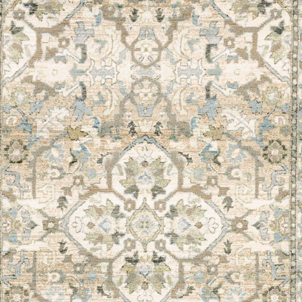 2’X8’ Beige And Ivory Medallion Runner Rug - Area Rugs