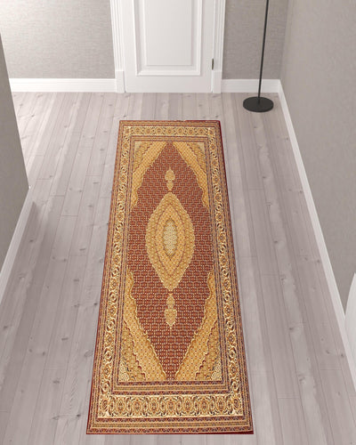 3’ x 13’ Red and Beige Medallion Runner Rug - 3x10 - Area Rugs