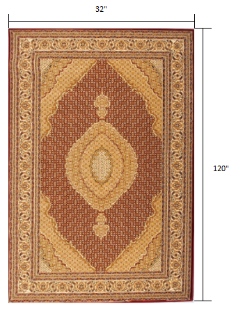3’ x 13’ Red and Beige Medallion Runner Rug - Area Rugs