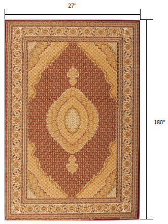 3’ x 13’ Red and Beige Medallion Runner Rug - Area Rugs