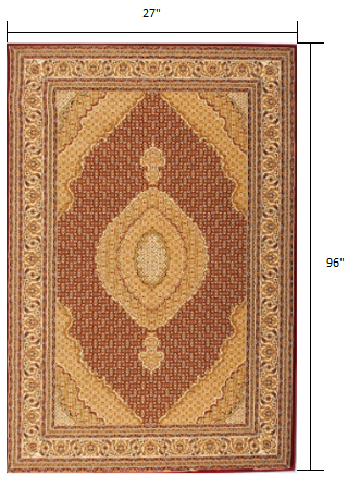 3’ x 13’ Red and Beige Medallion Runner Rug - Area Rugs