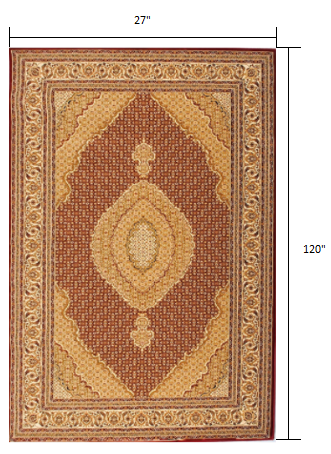 3’ x 13’ Red and Beige Medallion Runner Rug - Area Rugs