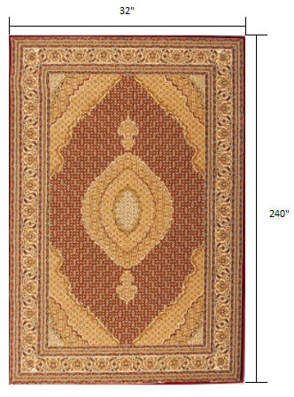 3’ x 13’ Red and Beige Medallion Runner Rug - Area Rugs