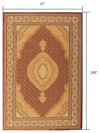 3’ x 13’ Red and Beige Medallion Runner Rug - Area Rugs