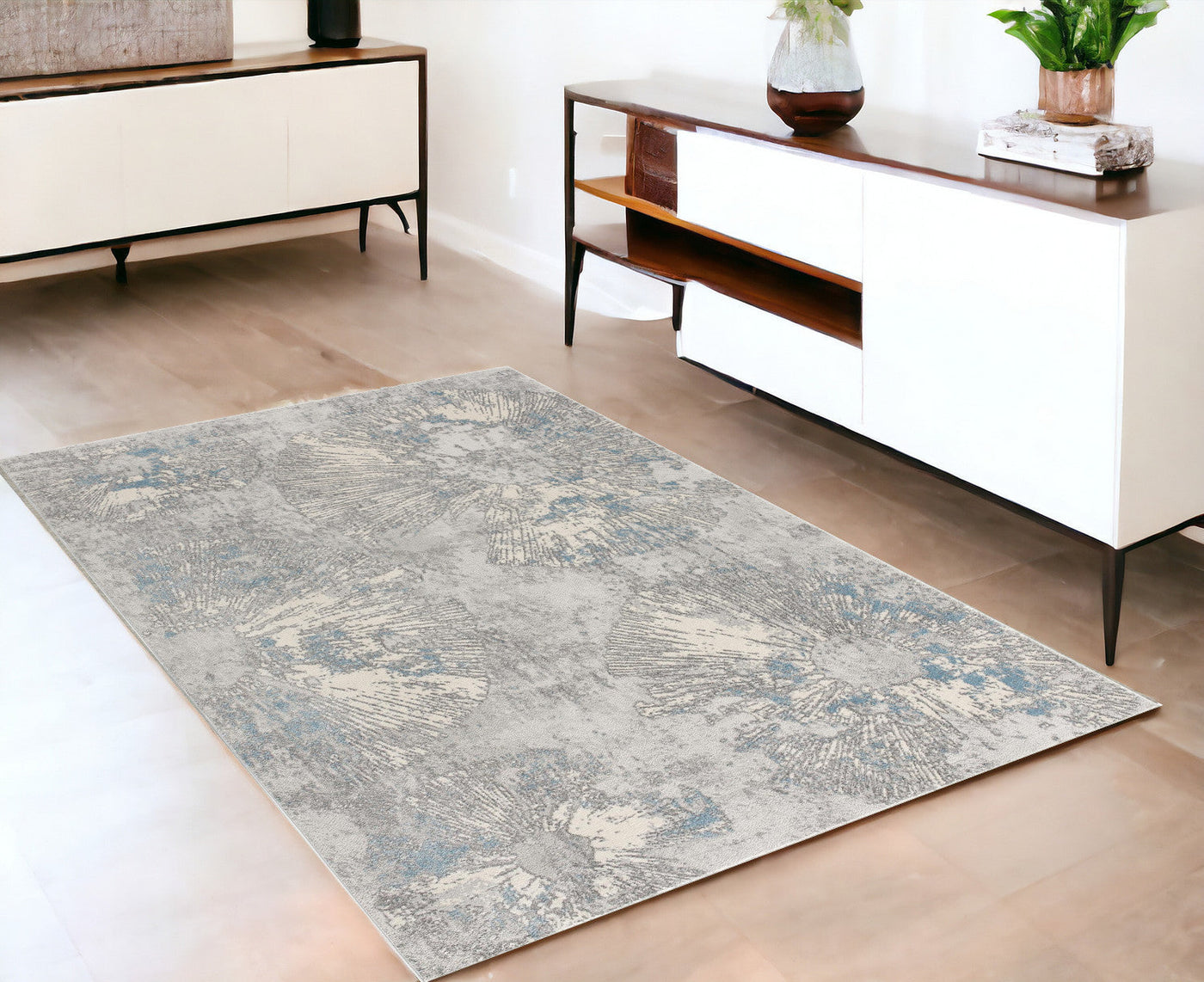 3’ X 5’ Blue Abstract Dhurrie Area Rug - 4’ x 6’ - Area Rugs