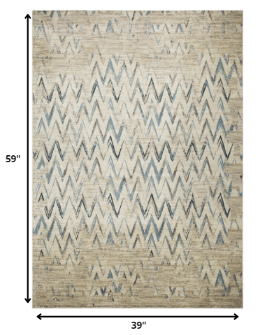 3’ X 5’ Ivory Chevron Dhurrie Area Rug - Area Rugs