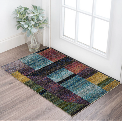 3’ X 5’ Purple and Red Geometric Power Loom Area Rug - Area Rugs