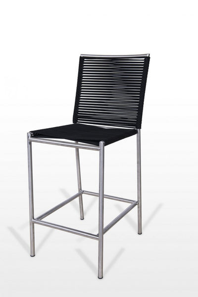 30’ Black And Silver Stainless Steel Bar Height Bar Chair - Bar Chairs