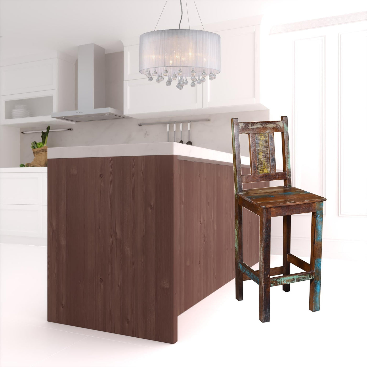 30’ Brown Solid Wood Bar Height Bar Chair - Bar Chairs