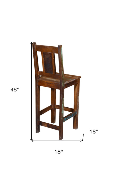 30’ Brown Solid Wood Bar Height Bar Chair - Bar Chairs