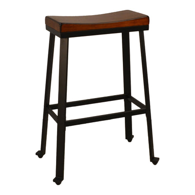 30’ Chestnut And Black Steel Backless Bar Height Bar Chair - Bar Chairs