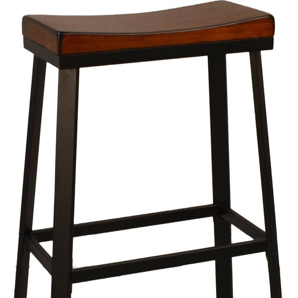 30’ Chestnut And Black Steel Backless Bar Height Bar Chair - Bar Chairs