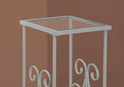 30’ Silver And Clear Glass End Table With Shelf - Silver,Clear - End-Side Tables