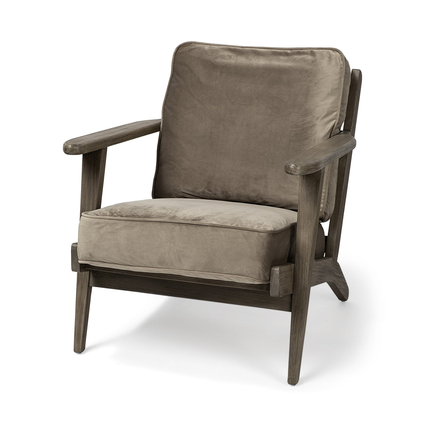 Olive Velvet Accent Chair With Covered Wooden Frame - Accent Chairs