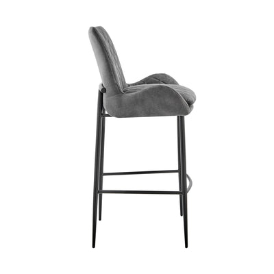 31’ Charcoal And Black Iron Bar Height Bar Chair - Bar Chairs