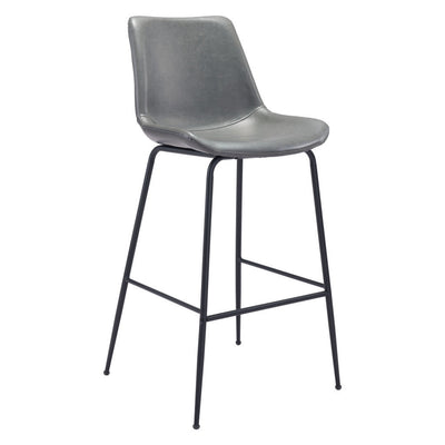 31 ’ Gray And Black Steel Low Back Bar Height Bar Chair - Bar Chairs