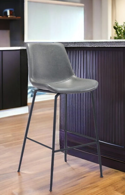 31 ’ Gray And Black Steel Low Back Bar Height Bar Chair - Bar Chairs