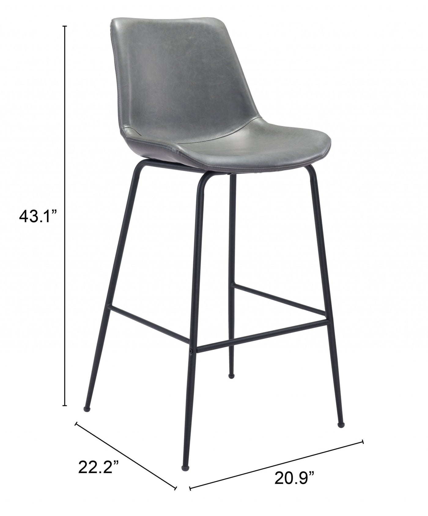 31 ’ Gray And Black Steel Low Back Bar Height Bar Chair - Bar Chairs