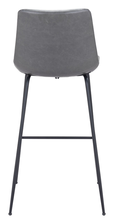 31’ Gray And Black Steel Low Back Bar Height Bar Chair - Bar Chairs