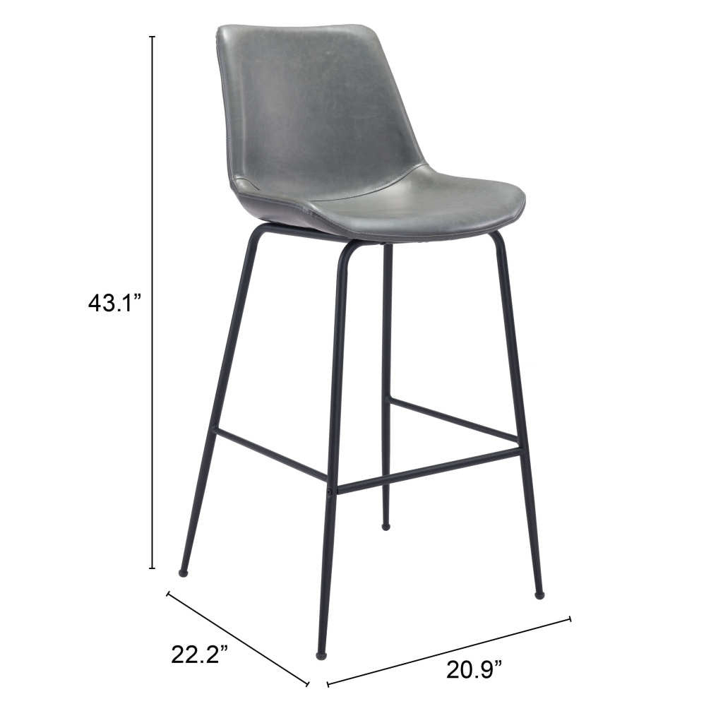 31 ’ Gray And Black Steel Low Back Bar Height Bar Chair - Bar Chairs