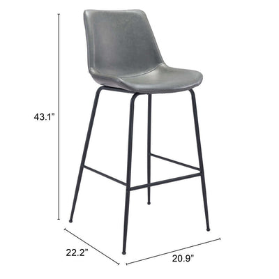 31 ’ Gray And Black Steel Low Back Bar Height Bar Chair - Bar Chairs