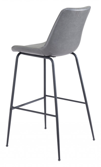 31’ Gray And Black Steel Low Back Bar Height Bar Chair - Bar Chairs