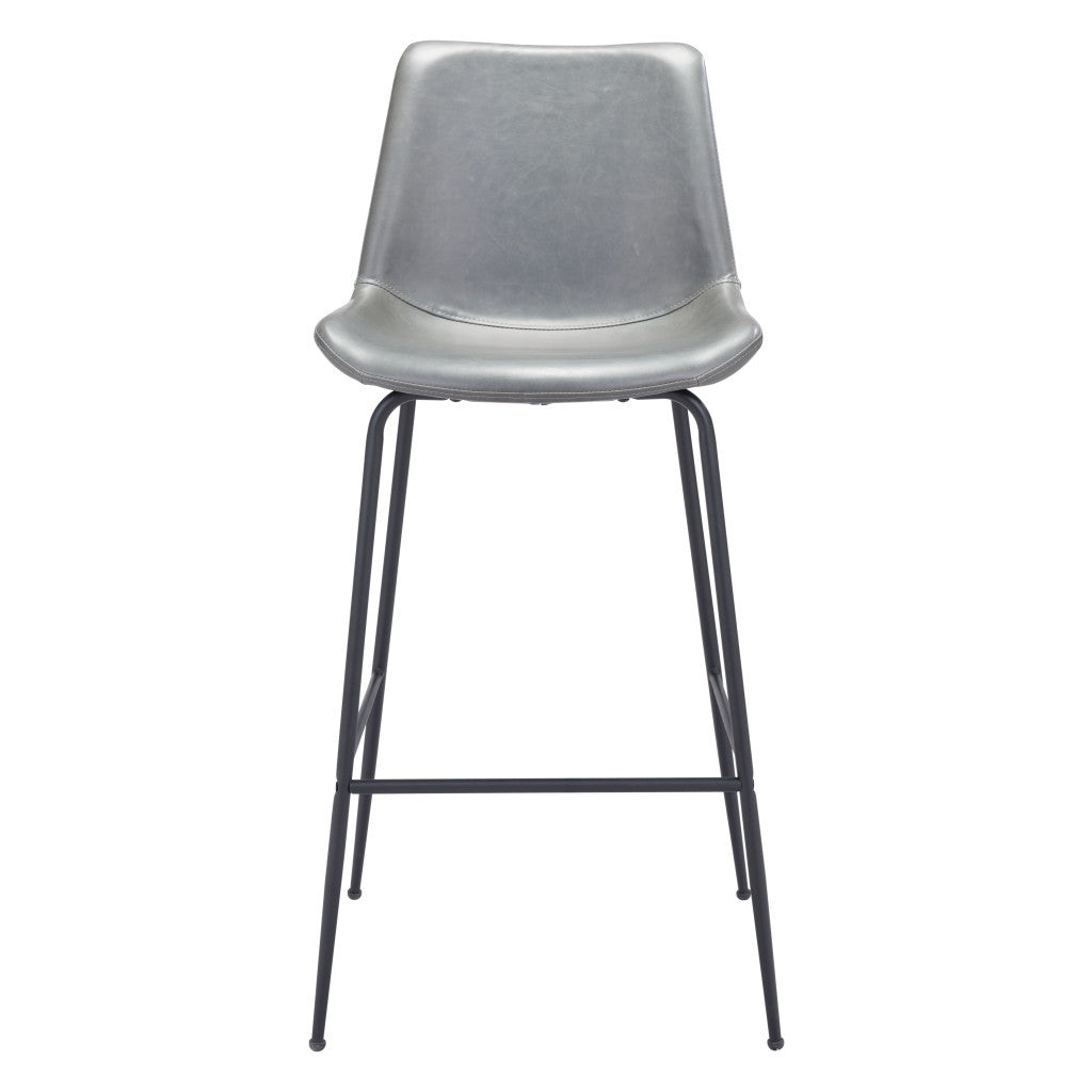 31 ’ Gray And Black Steel Low Back Bar Height Bar Chair - Bar Chairs