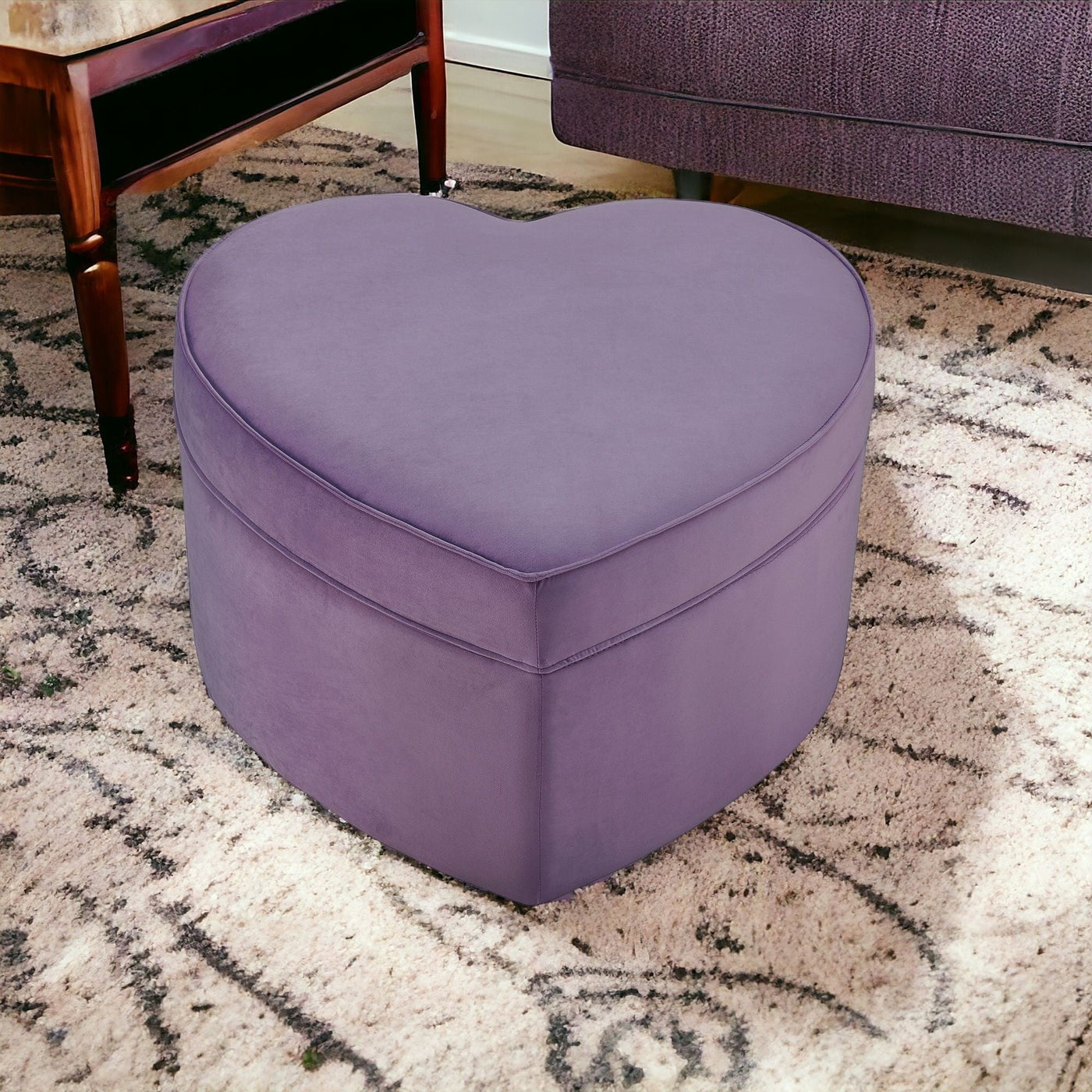 32’ Purple Velvet Specialty Storage - Purple, Velvet / Velvet - Ottomans