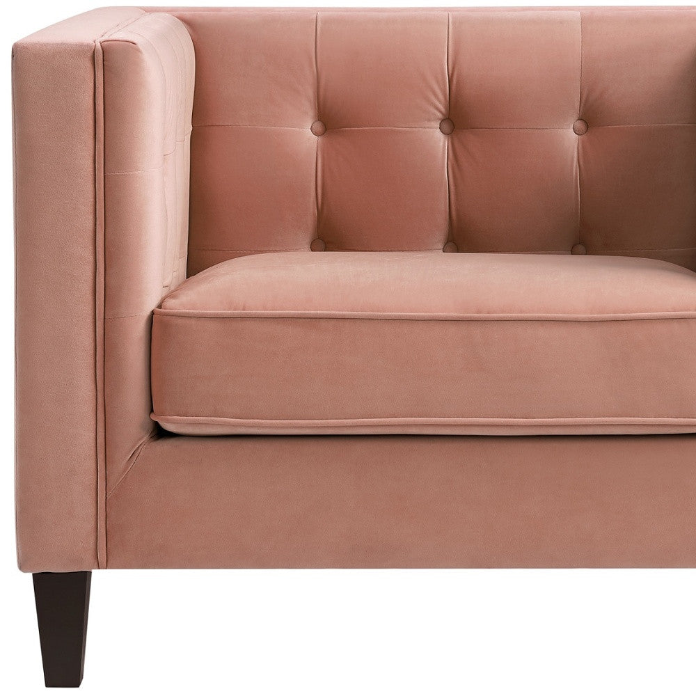 34’’ Blush And Black Velvet Tufted Club Chair - Blush - Accent Chairs