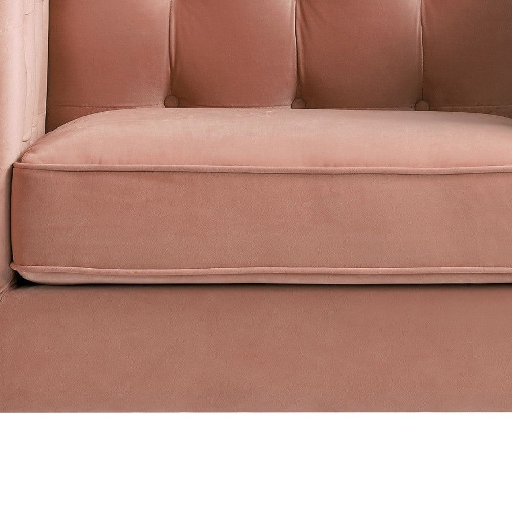 34’’ Blush And Black Velvet Tufted Club Chair - Blush - Accent Chairs