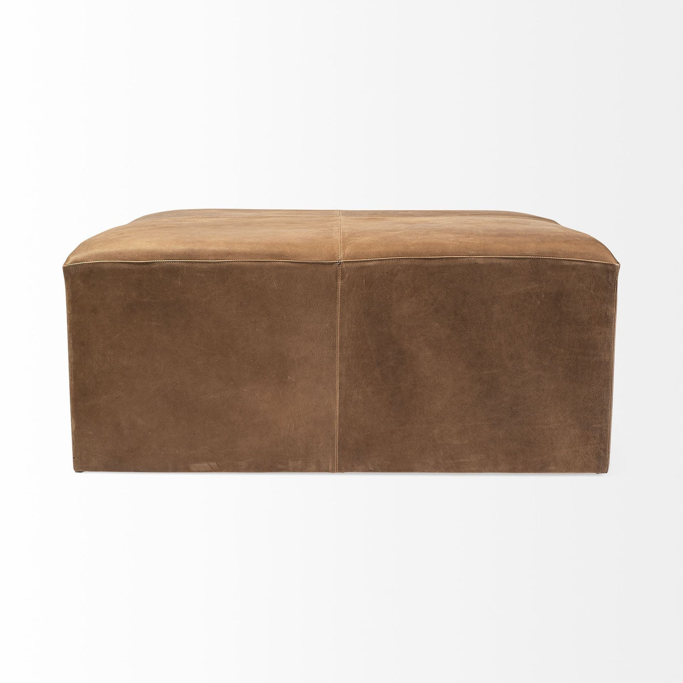 36’’ Brown Faux Leather Cube Ottoman - Ottomans