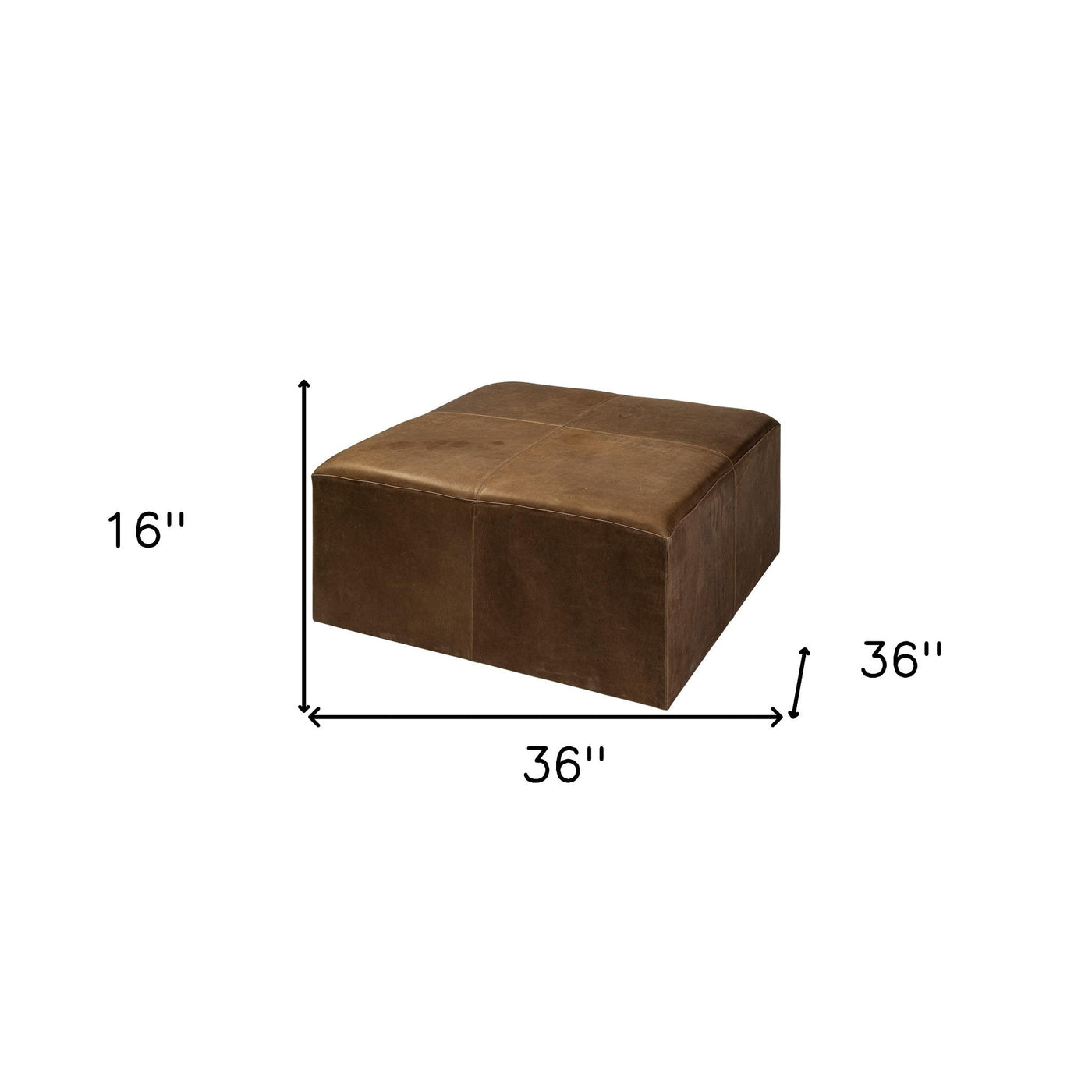 36’’ Brown Faux Leather Cube Ottoman - Ottomans