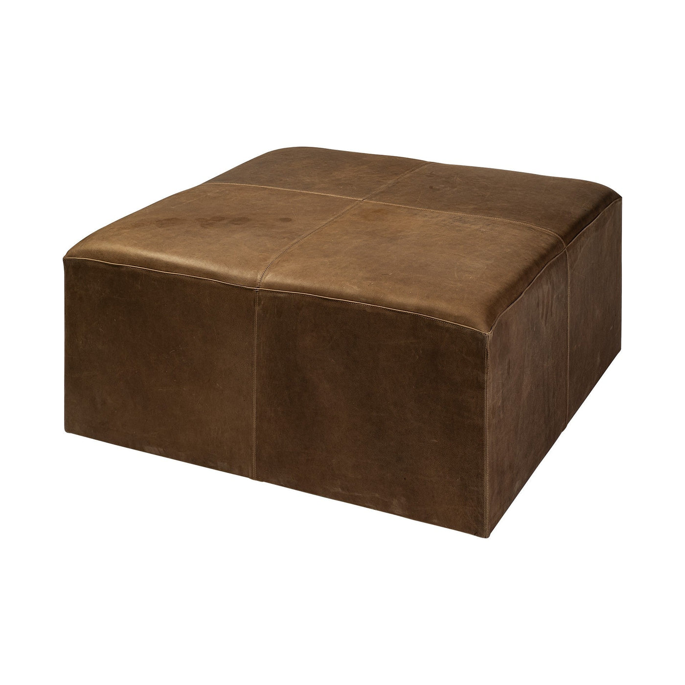 36’ Brown Faux Leather Cube Ottoman - Ottomans