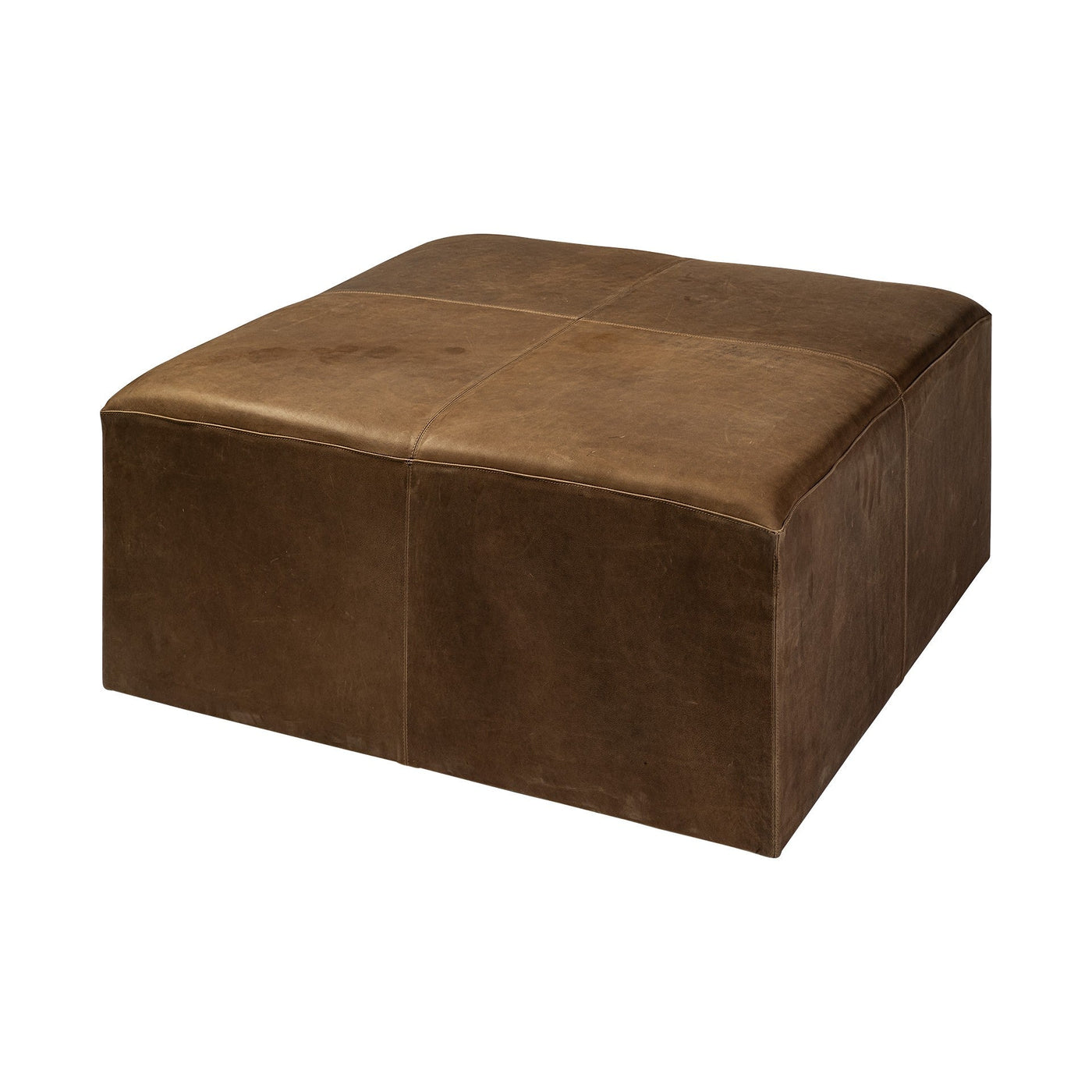 36’’ Brown Faux Leather Cube Ottoman - Ottomans