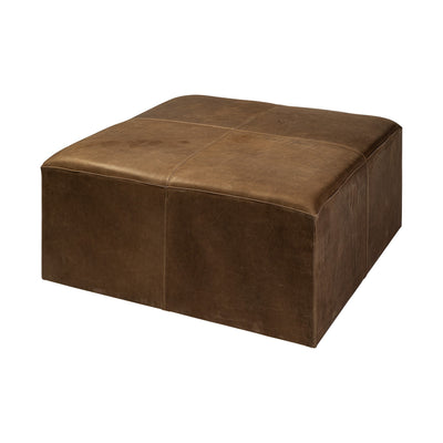 36’’ Brown Faux Leather Cube Ottoman - Ottomans