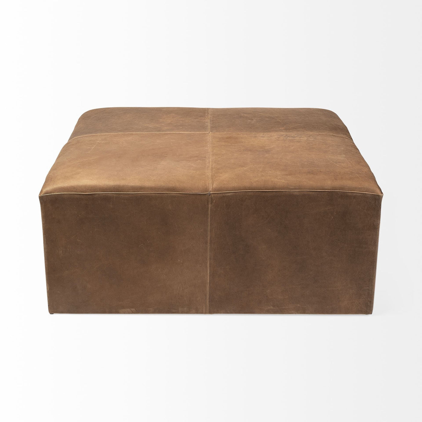 36’’ Brown Faux Leather Cube Ottoman - Ottomans