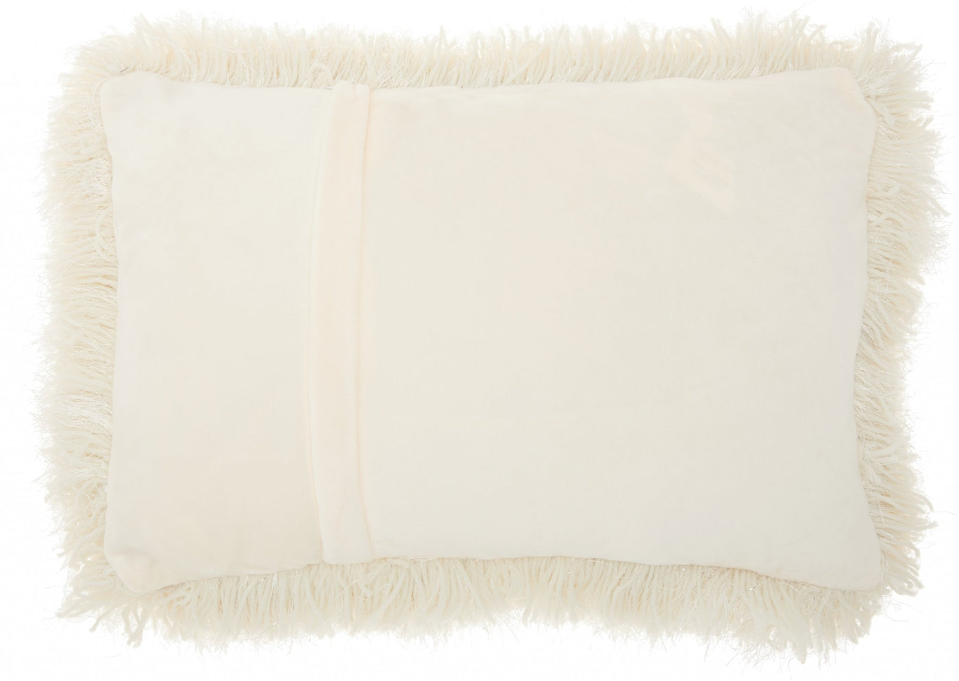 Cream Super Shaggy Throw Pillow