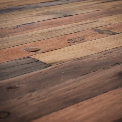 39’ Natural And Silver Metallic Reclaimed Wood And Aluminum Square Coffee Table - Coffee Tables