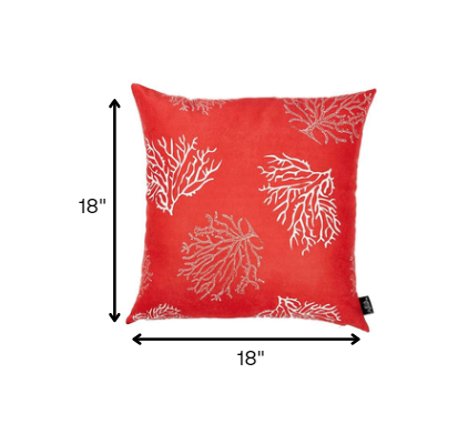 Red and Silver Coral Reef Decorative Throw Pillow