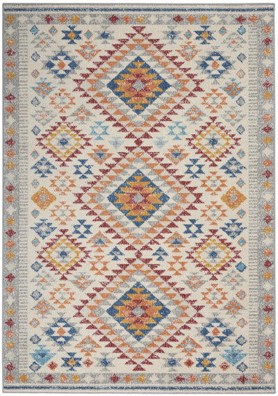 4’ X 6’ Gray And Ivory Geometric Dhurrie Area Rug - Area Rugs